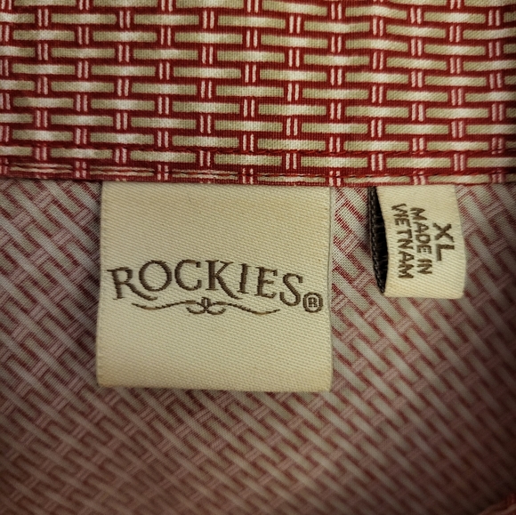 ROCKIES red/beige snap button western shirt size XL - Picture 6 of 6